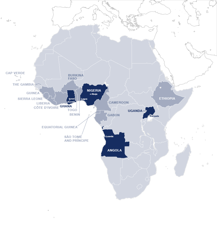 In these countries we are currently active in Africa